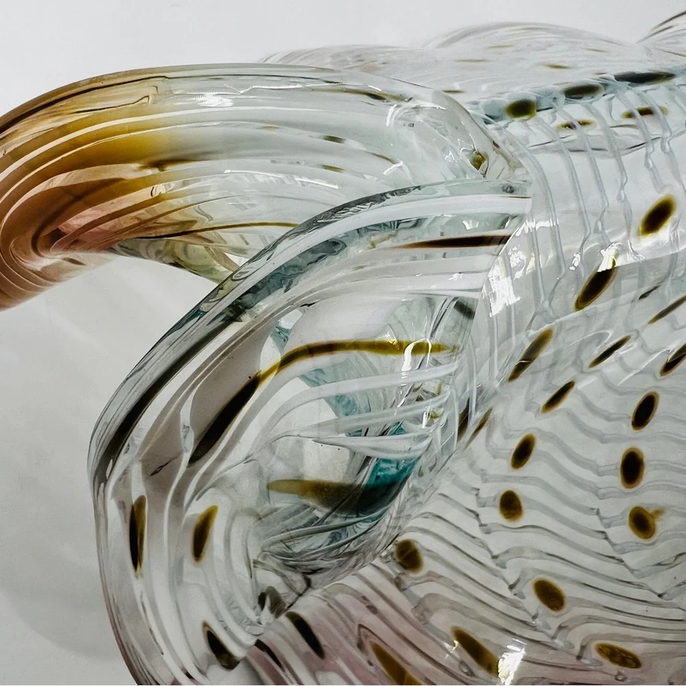 Signed LaChaussee Art HandBlown Glass Clam Shell Sculpture Artist Signed 10" W - Picture 4 of 16